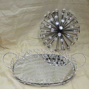 Believe in Yourself mirror tray with crystals & matching art deco wall hanging